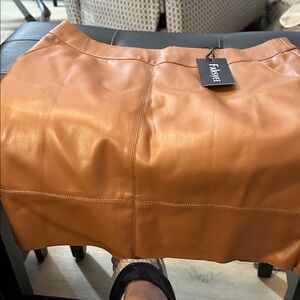 Women's Tan Leather Mini Skirt